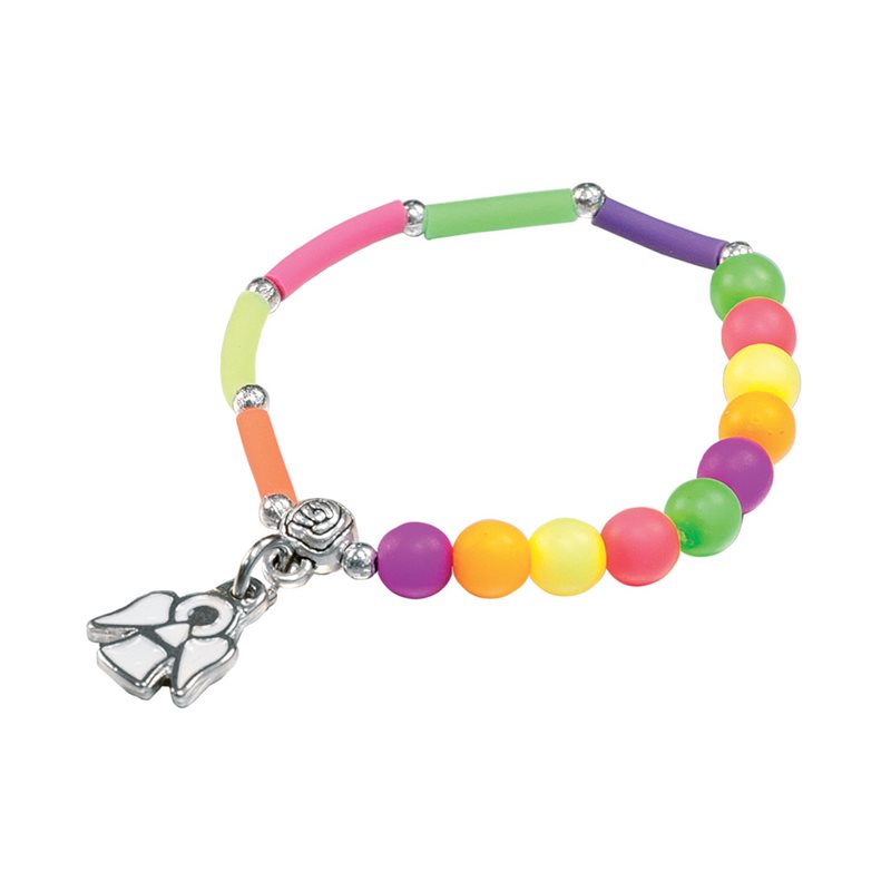 Bracelet caoutchouc coloré,ange gardien et fleur