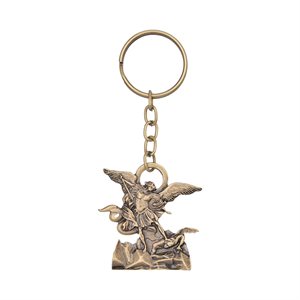 Porte-clés « Saint Michel », métal bronze, 9 cm