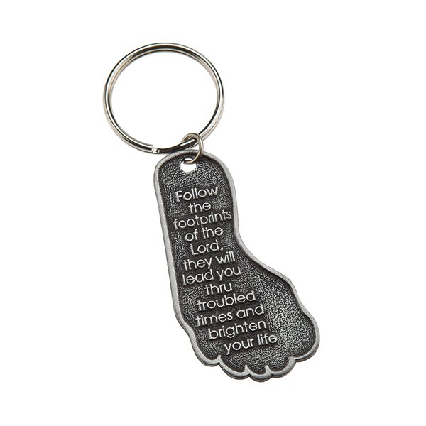 "Footprints" Pewter Key Ring, English