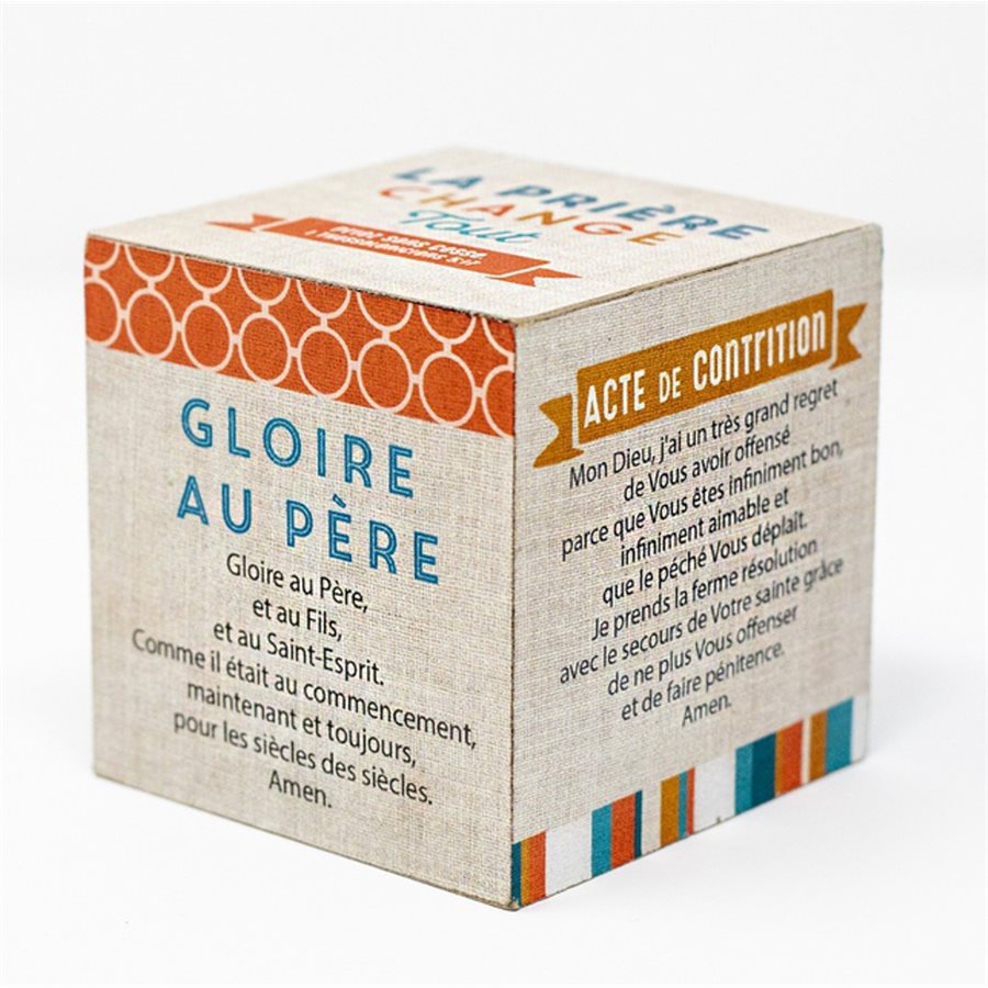 Cube bois avec prière sur chaque côté, 3 x 3", Français