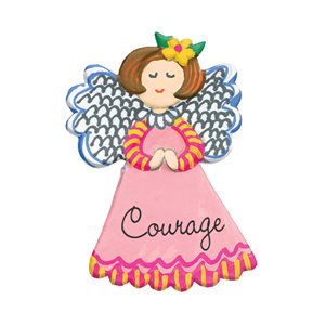 Épinglette, petit ange "Courage", peint main, 4,5 cm, França