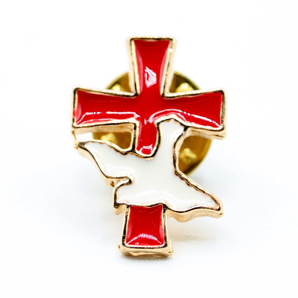 7 / 8'' White and Red Enamelled Gold-Finish "Confirmation" Pin