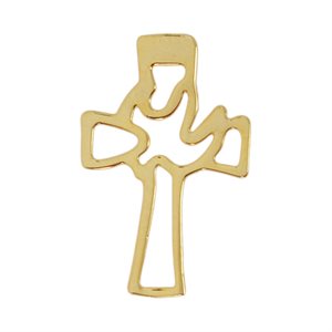 Épinglette « Confirmation », colombe sur croix dorée