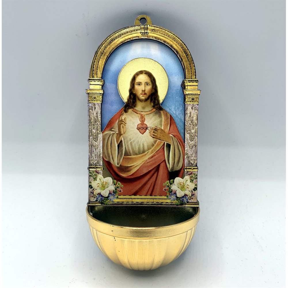 Bénitier en bois et plastique 7,2 x 15,5 cm Sacré Coeur Bénitier en bois et plastique 7,2 x 15,5 cm Sacré Coeur