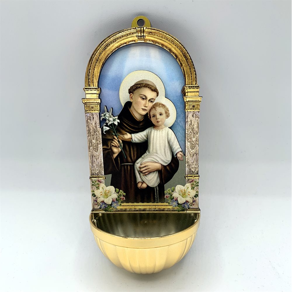 Bénitier en bois et plastique 7,2 x 15,5 cm Saint Antoine Bénitier en bois et plastique 7,2 x 15,5 cm Saint Antoine