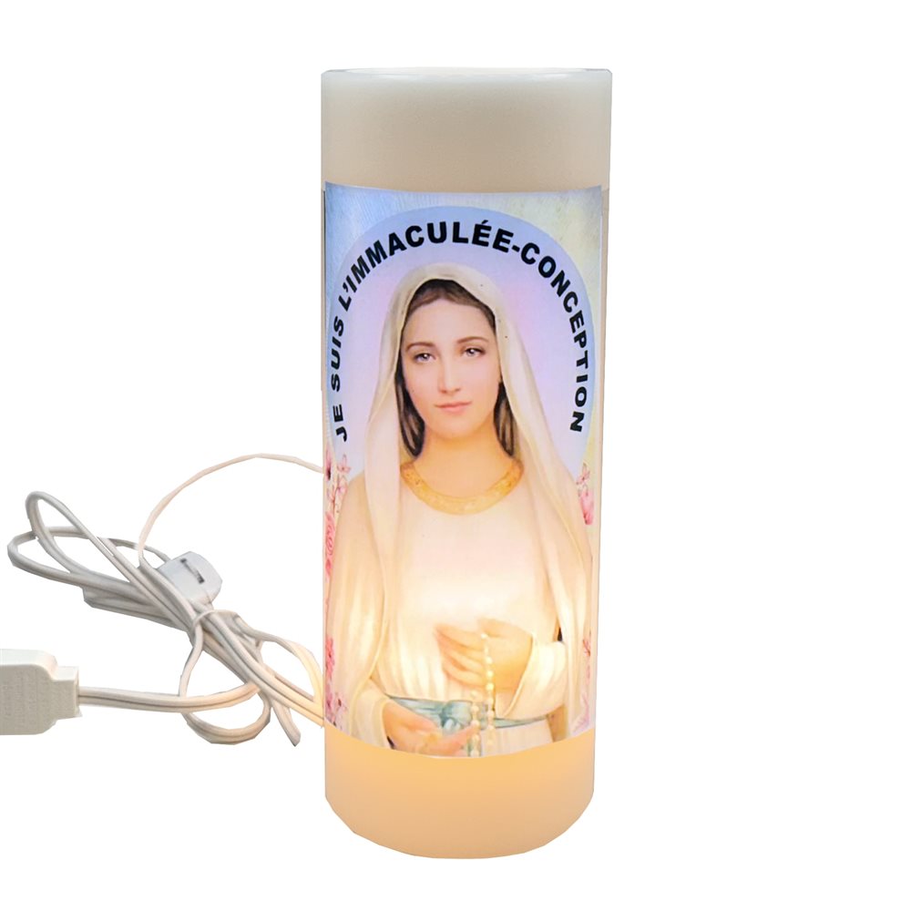 Veilleuse électrique Notre Dame de Lourdes, 3'' x 8'', 120 v Veilleuse électrique Notre Dame de Lourdes, 3'' x 8'', 120 v