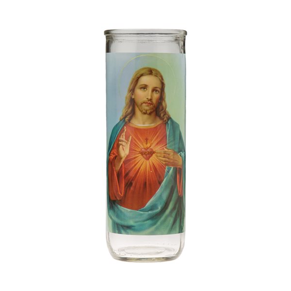 Contenant de verre «Sacré Coeur de Jesus», 7,6 x 21 cm / dz