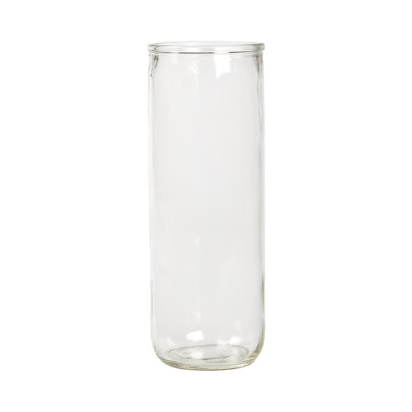 Contenant de verre clair pour bougie, 7,6 x 21 cm / un