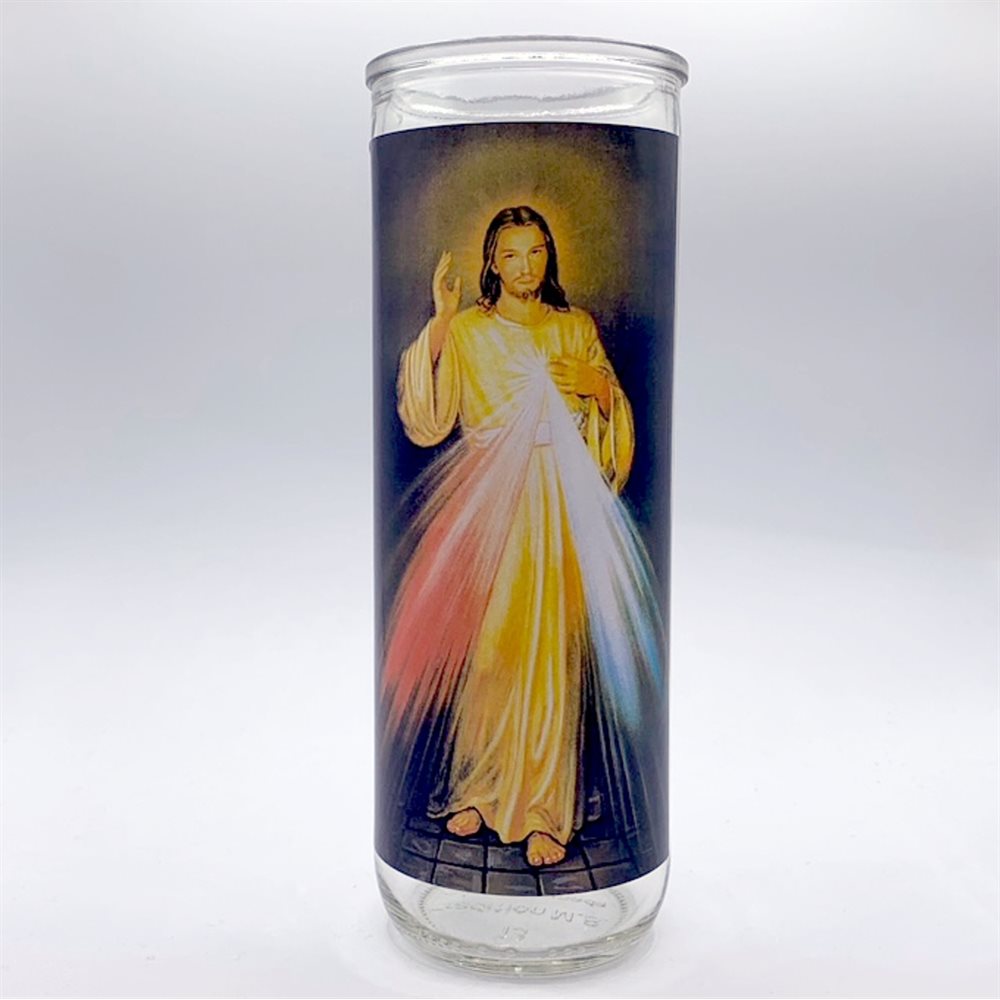 Divine Mercy Glass Nova Candle Holders, 3 x 8¼" / un