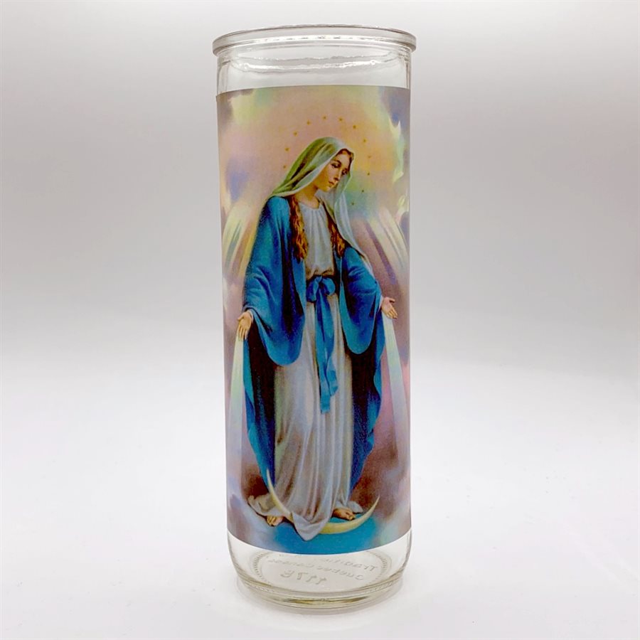 Our Lady of Grace Glass Nova Candle Holders, 3 x 8¼" / un