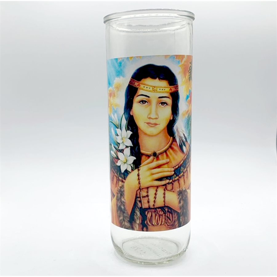 Kateri Tekakwhita Glass Nova Candle Holders, 3 x 8¼" / un