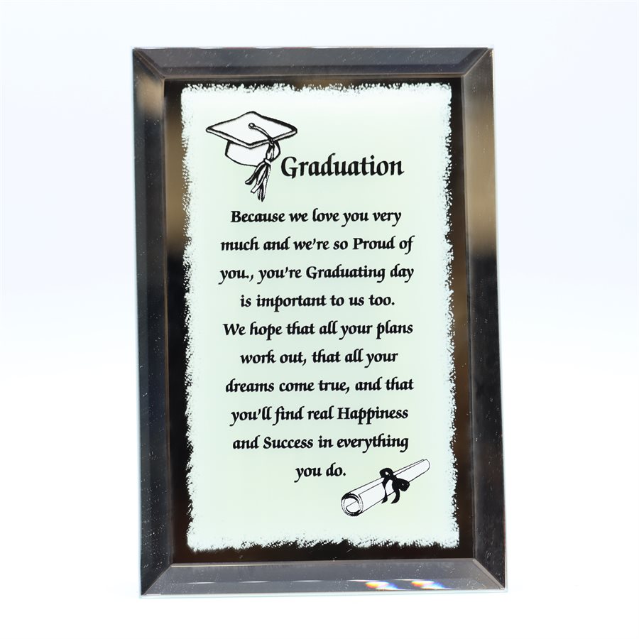 Plaque « Graduation », miroir., noir et b, 10x15 cm, Anglais