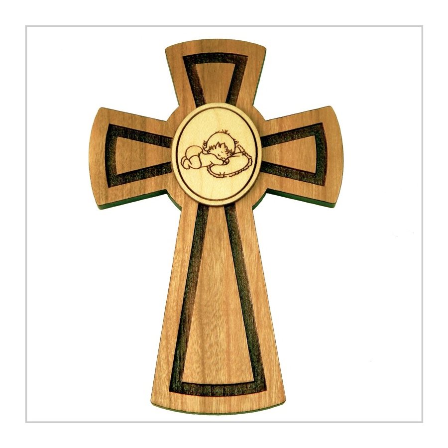 Croix baptême en bois 5.25" (13.3 cm)