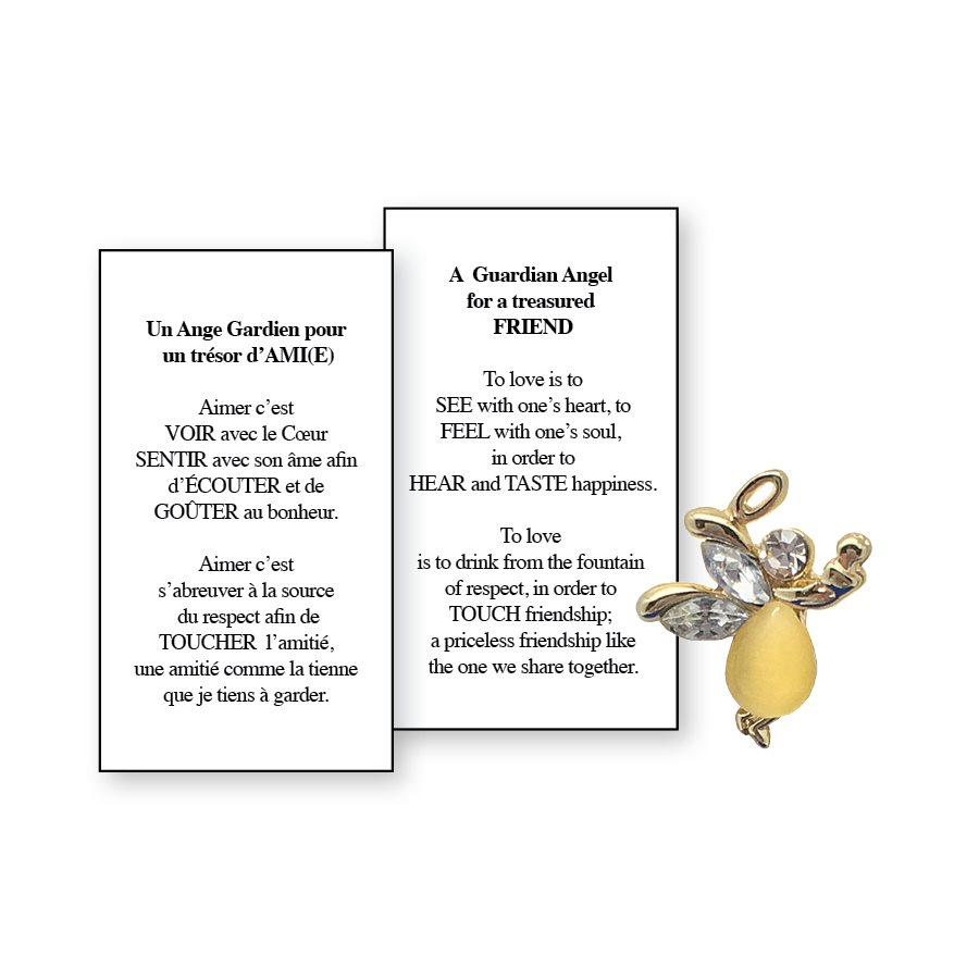 Lapel Pin Poeme, Ange Gardien ami(e), trésor d', Anglais