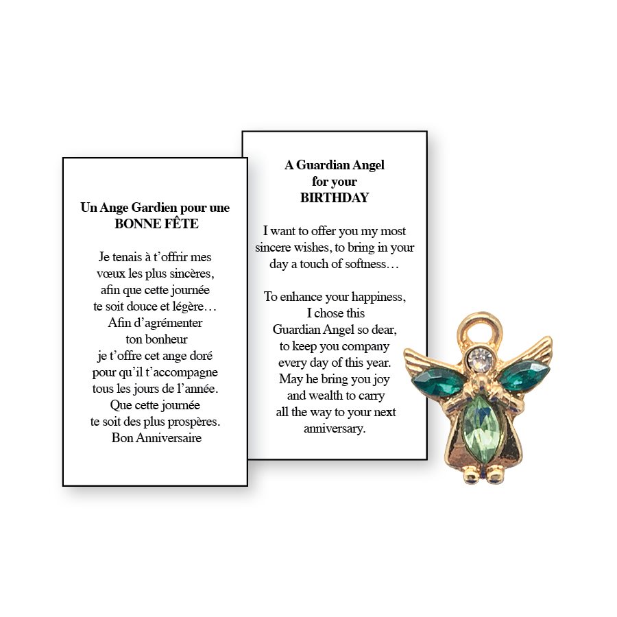 Lapel Pin Poeme, Ange Gardien bonne fête, Anglais