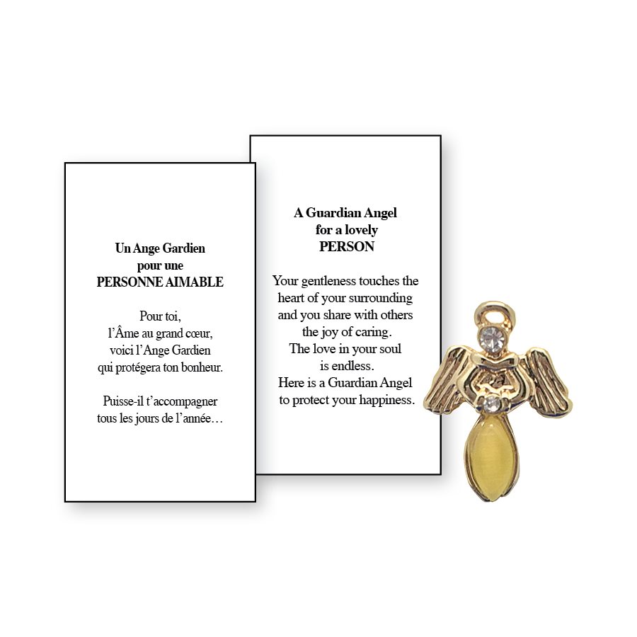 Lapel Pin Poeme, Ange Gardien personne aimable, Anglais