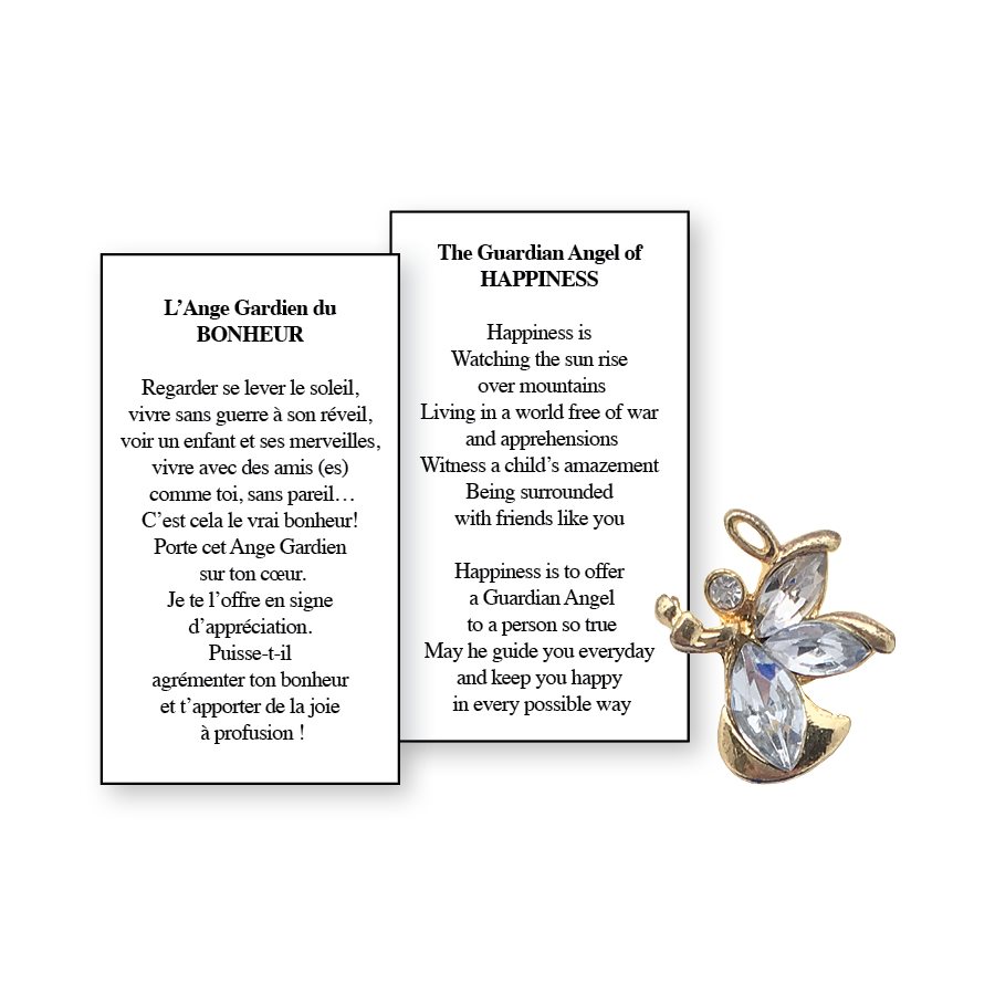 Lapel Pin Poeme, Ange Gardien bonheur, Anglais