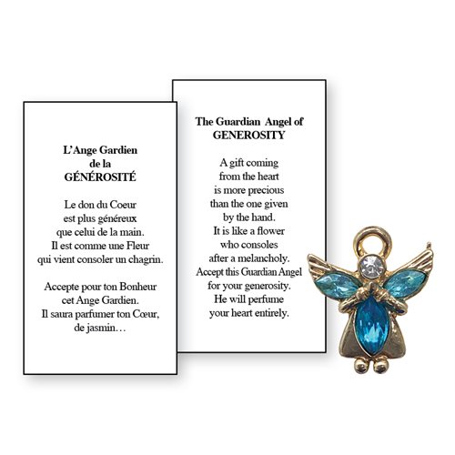 Lapel Pin Poeme, Ange Gardien générosité, Anglais