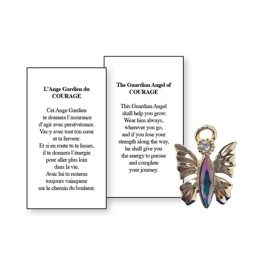 Lapel Pin Poeme, Ange Gardien courage, Anglais