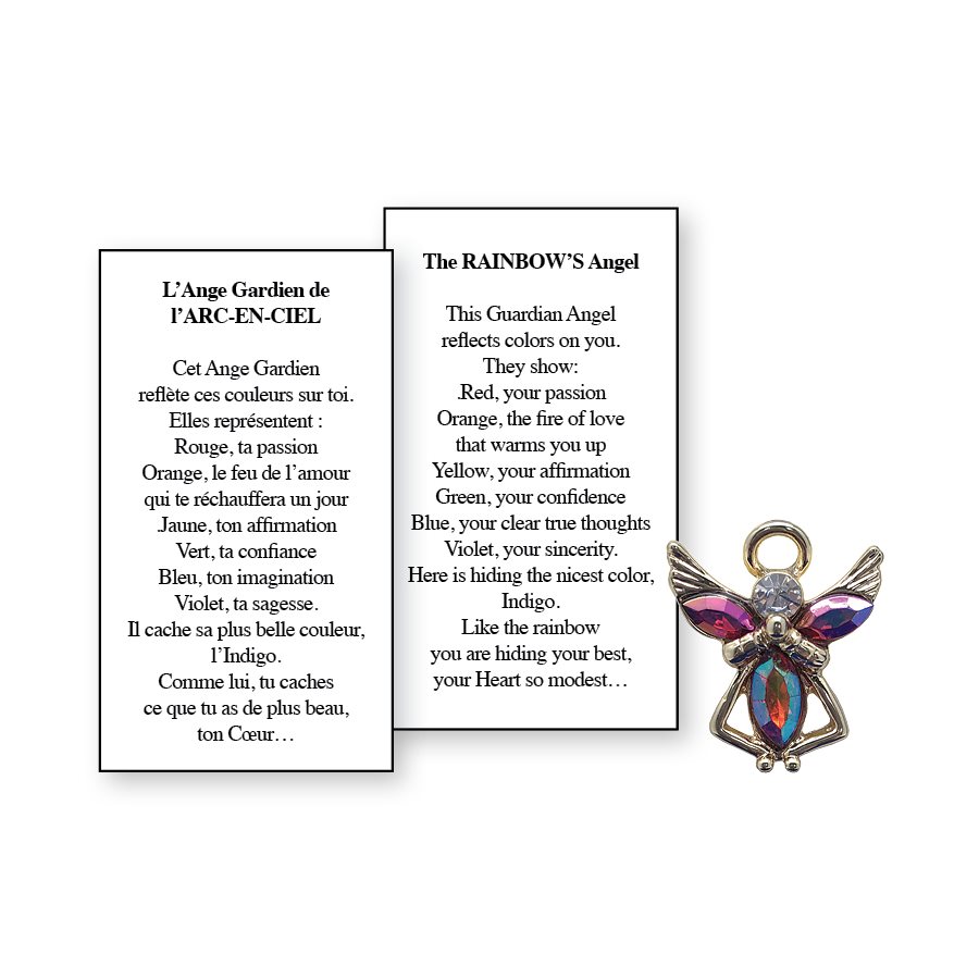 Lapel Pin Poeme, Ange Gardien arc-en-ciel, Anglais