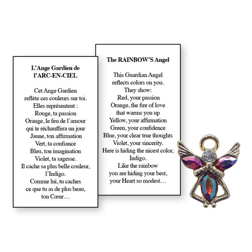 Lapel Pin Poeme, Ange Gardien arc-en-ciel, Anglais