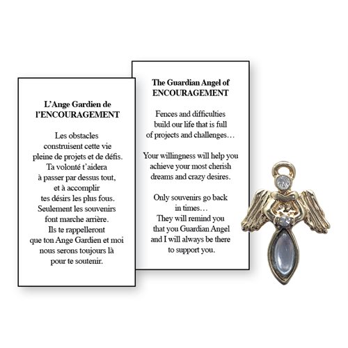 Lapel Pin Poeme, Ange Gardien encouragement, Anglais