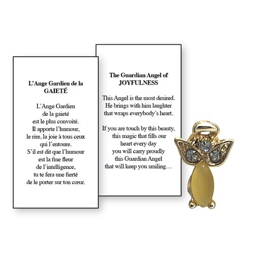 Lapel Pin Poeme, Ange Gardien gaieté, Anglais