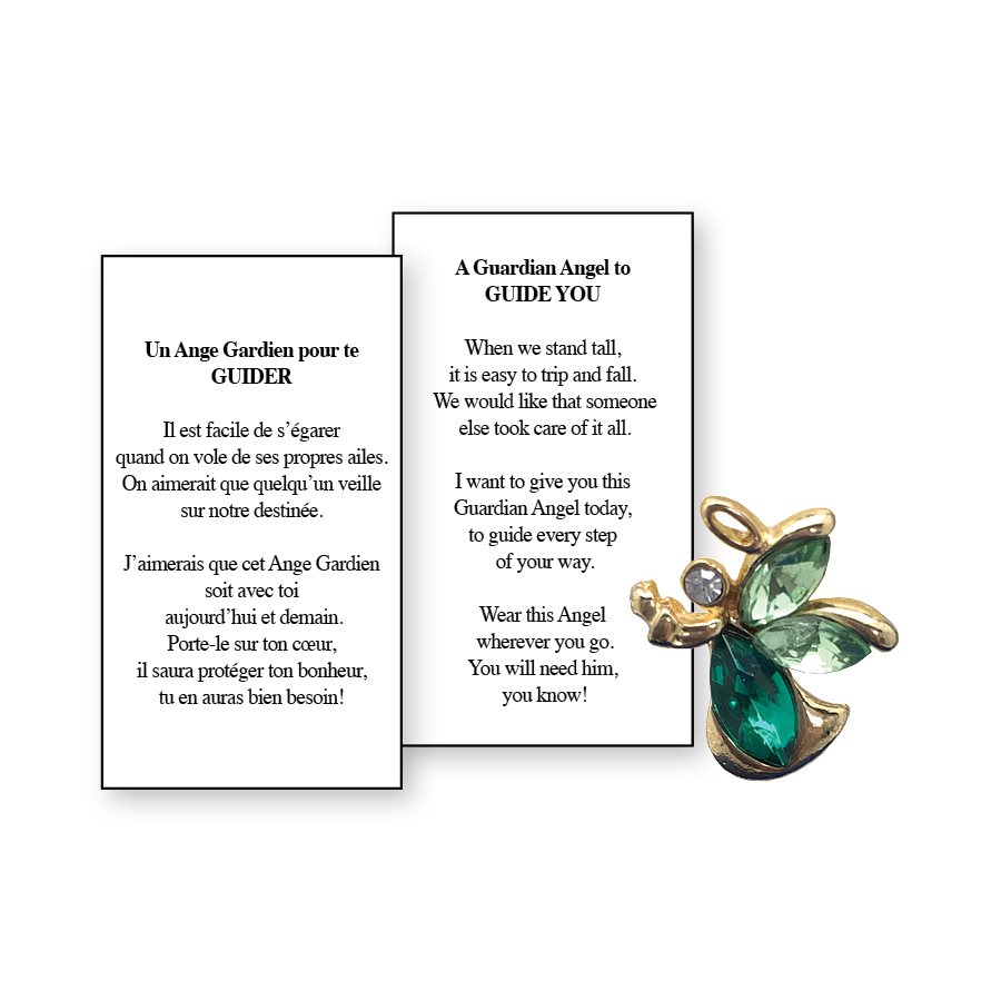 Lapel Pin Poeme, Ange Gardien guider, pour te, Anglais