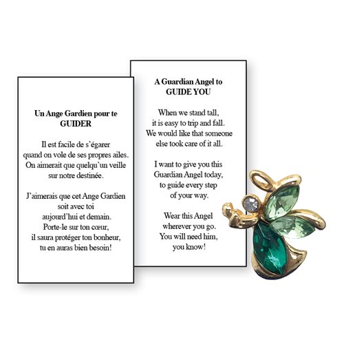 Lapel Pin Poeme, Ange Gardien guider, pour te, Anglais