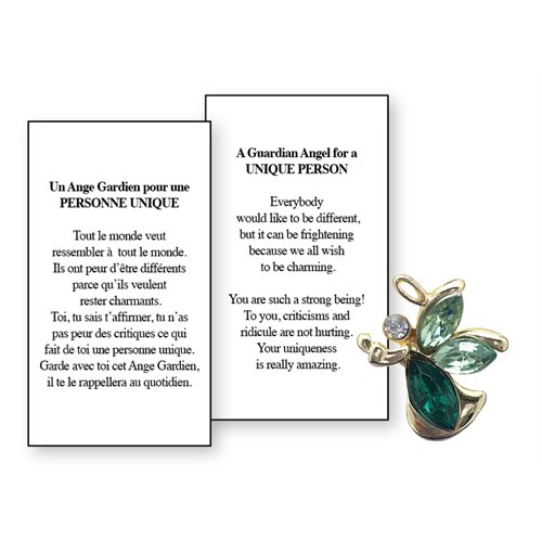 Lapel Pin Poeme, Ange Gardien personne unique, Anglais