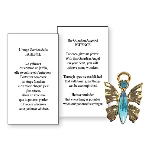 Lapel Pin Poeme, Ange Gardien patience, Anglais