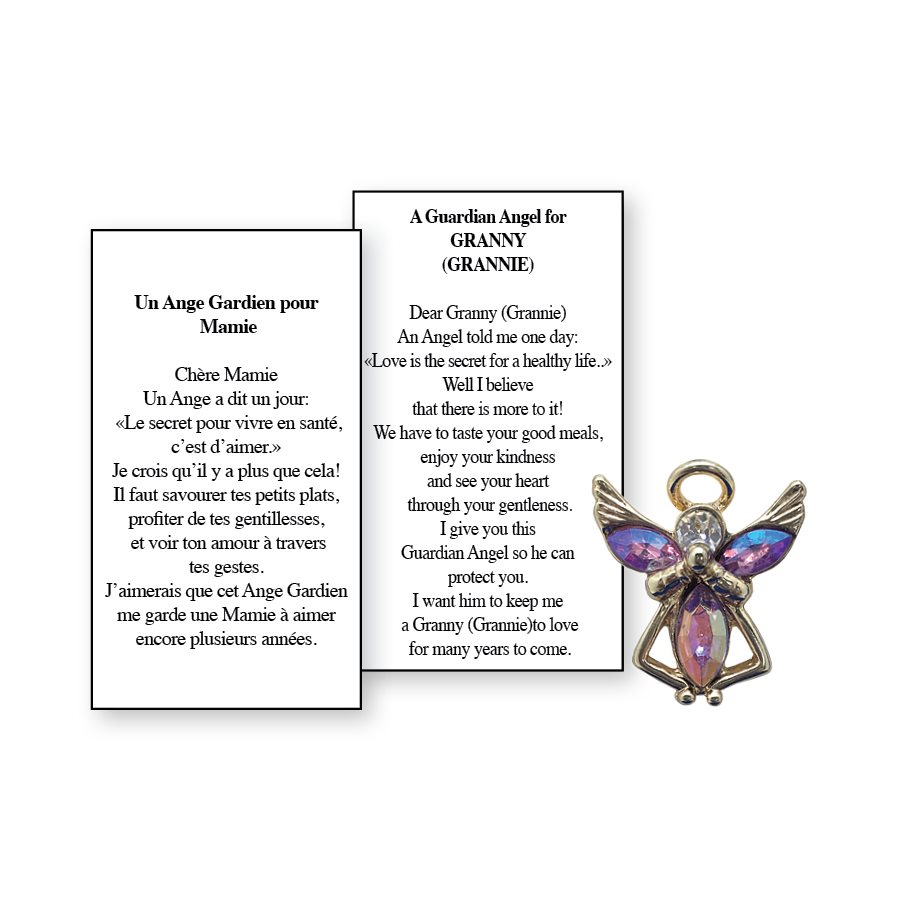 Lapel Pin Poeme, Ange Gardien mamie, Anglais