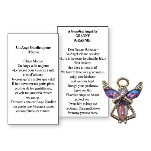 Lapel Pin Poeme, Ange Gardien mamie, Anglais