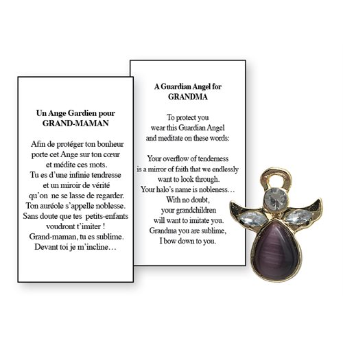 Lapel Pin Poeme, Ange Gardien grand-maman, Anglais