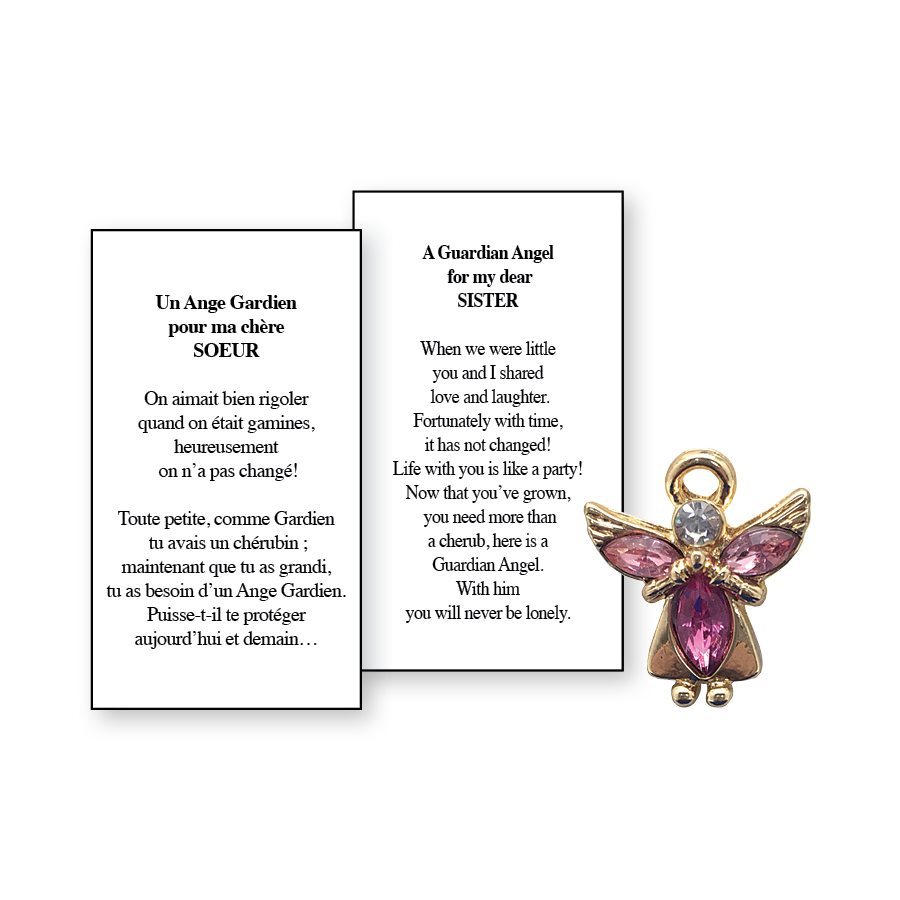 Lapel Pin Poeme, Ange Gardien soeur, chère, Anglais