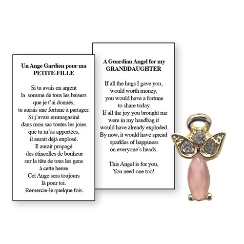 Lapel Pin Poeme, Ange Gardien petite-fille, ma, Anglais