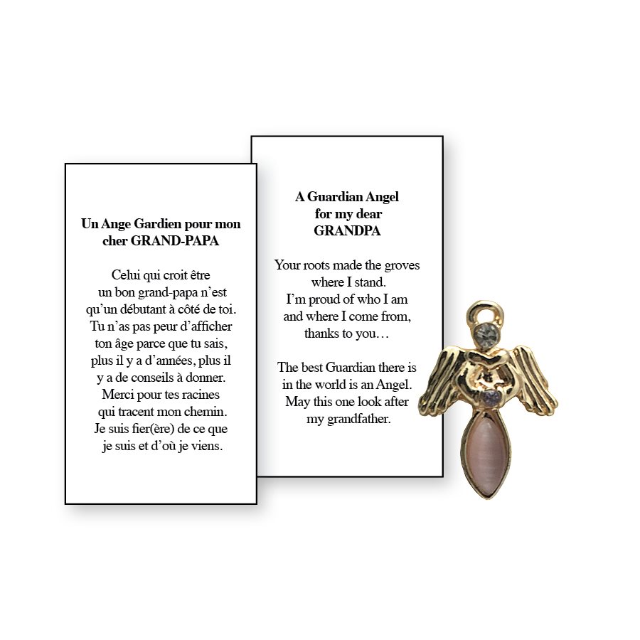 Lapel Pin Poeme, Ange Gardien grand-papa, cher... Anglais