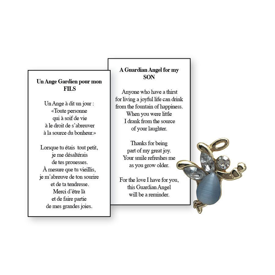 Lapel Pin Poeme, Ange Gardien fils, Anglais