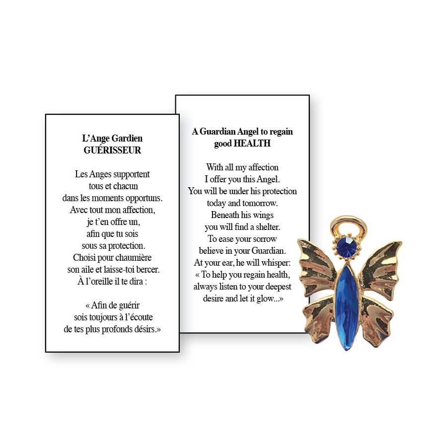 Lapel Pin Poeme, Ange Gardien guérisseur, Anglais