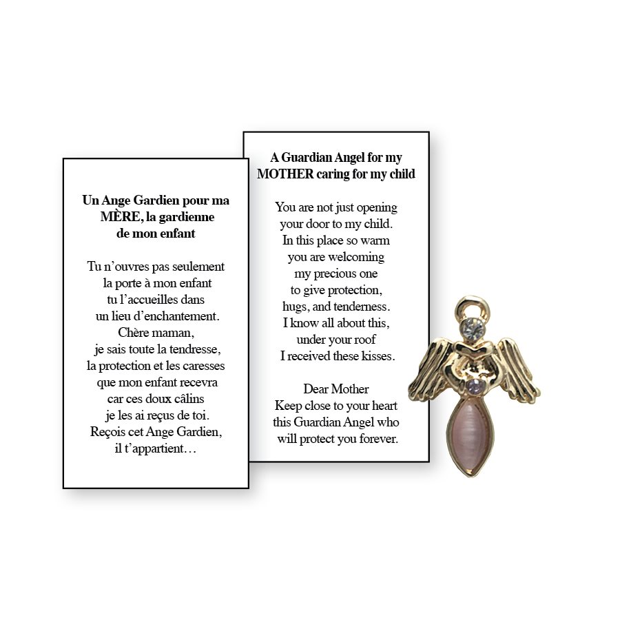 Lapel Pin Poeme, Ange Gardien mère, gardienne enfant