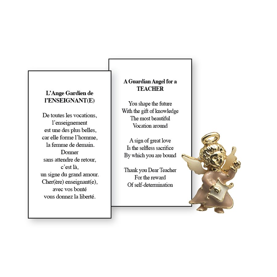 Lapel Pin Poeme, Ange Gardien enseignant (e ), Anglais