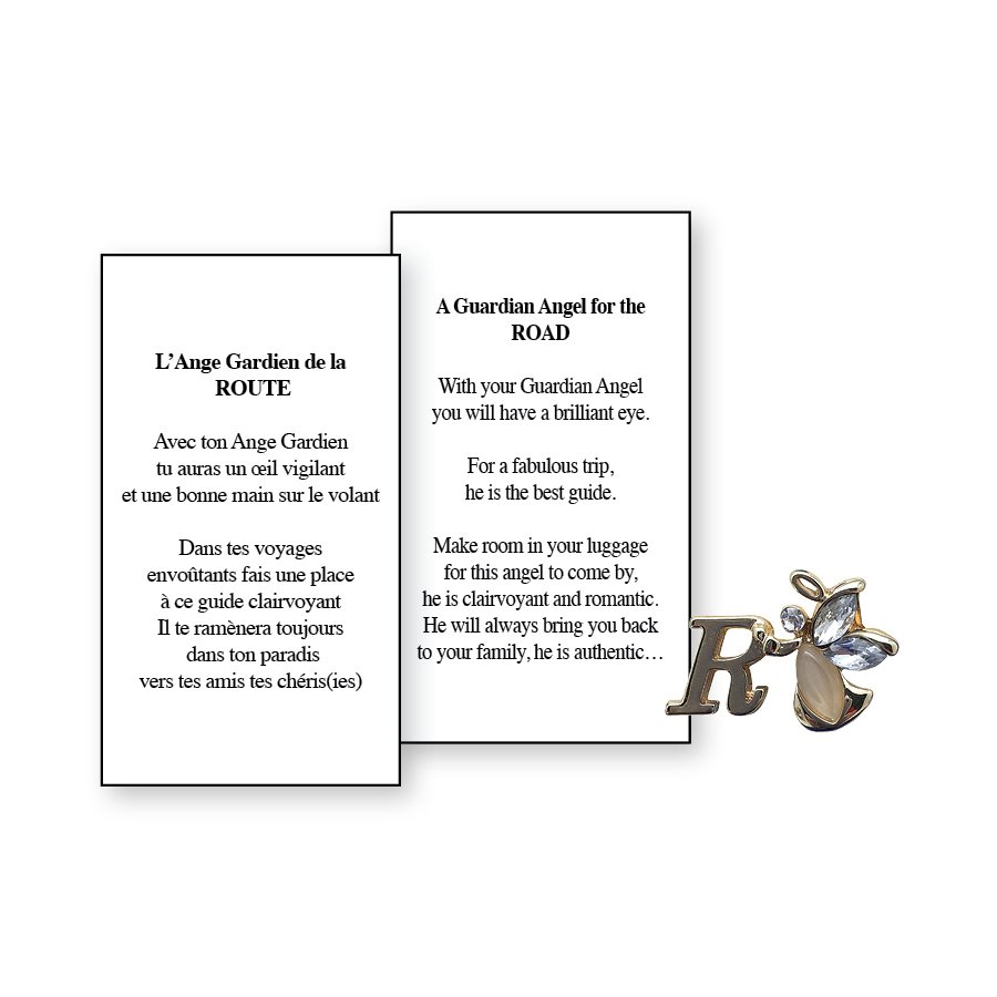 Lapel Pin Poeme, Ange Gardien route R, Anglais