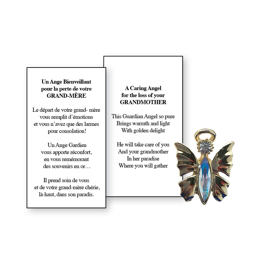 Lapel Pin Poem, Funeral Angel. Bereav., grandmother, English