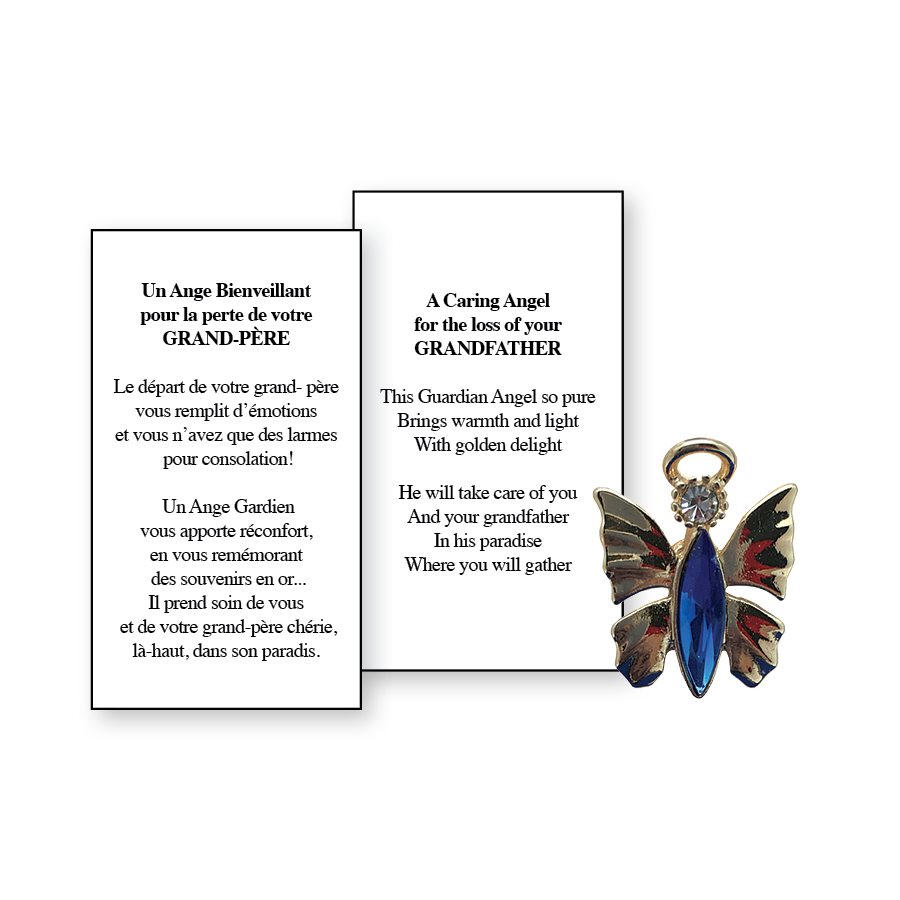 Lapel Pin Poem, Funeral Angel. Bereav., grandfather, English