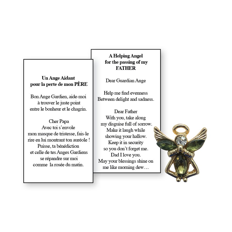 Lapel Pin Poem, Funeral Angel. Helping, father, my, English