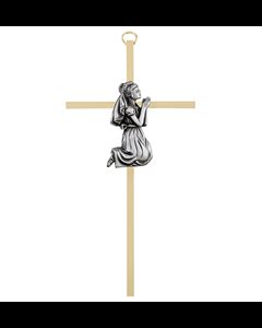 Croix 1ère communion fille métal doré et argenté 7" (18 cm)