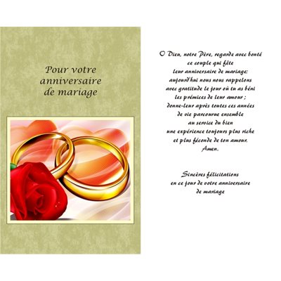 Carte Anniversaire Mariage 5.25'' x 8.5'' / un