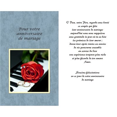 Carte Anniversaire Mariage 5.25'' x 8.5'' / un