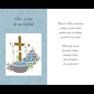 Carte baptême 5.25'' x 8.5'' (13.3 x 21.6 cm)