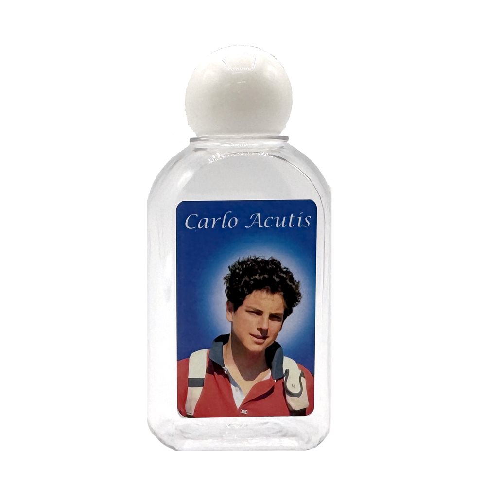 Bouteille eau bénite Carlo Acutis, 4,5 cm x 9 cm Bouteille eau bénite Carlo Acutis, 4,5 cm x 9 cm